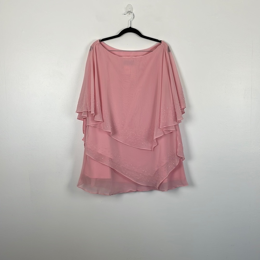 Alfred Angelo plus size 2 piece sheer lined beaded blush pink skirt set Size 20W